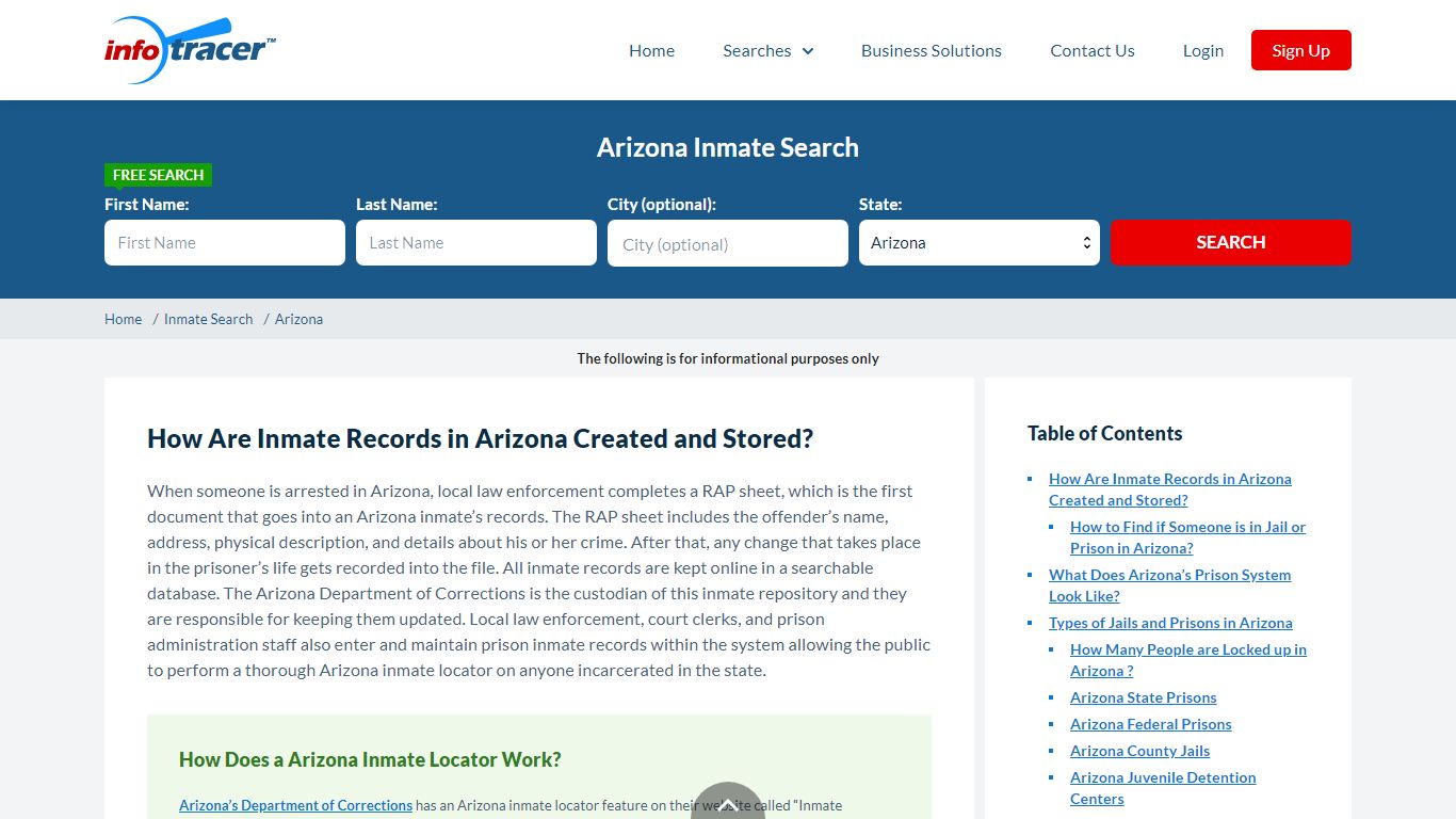 Arizona ADC Prison Inmate Data Search And Lookup - InfoTracer
